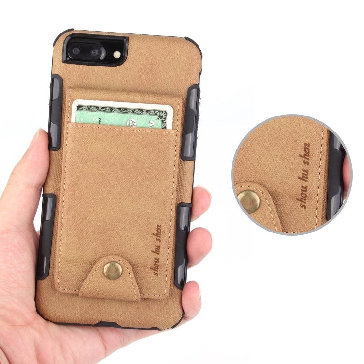 For iPhone 6 Plus & 6s Plus Cloth Texture + TPU Shockproof Protective Case with Vertical Flip Card Slots