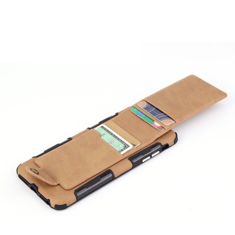 For iPhone 6 Plus & 6s Plus Cloth Texture + TPU Shockproof Protective Case with Vertical Flip Card Slots