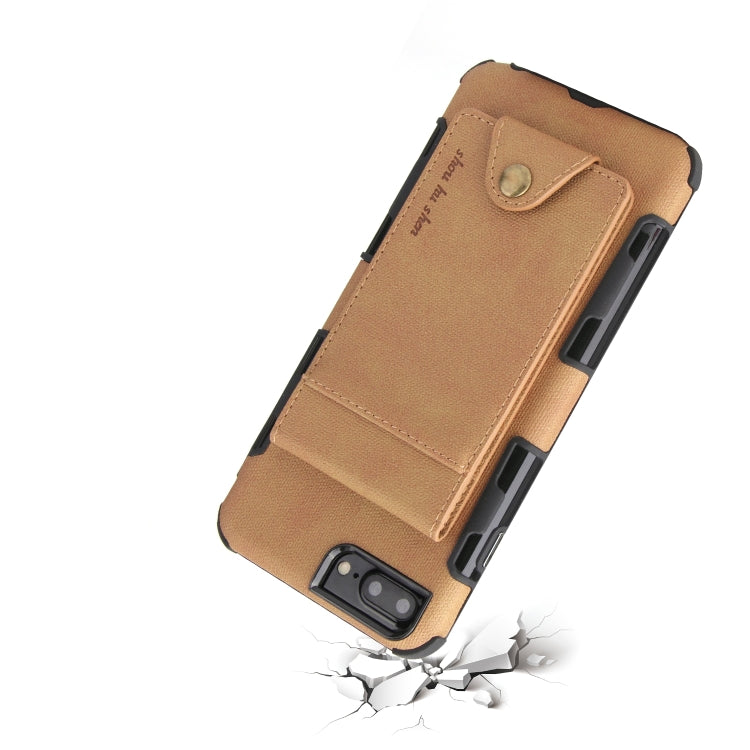 For iPhone 6 Plus & 6s Plus Cloth Texture + TPU Shockproof Protective Case with Vertical Flip Card Slots