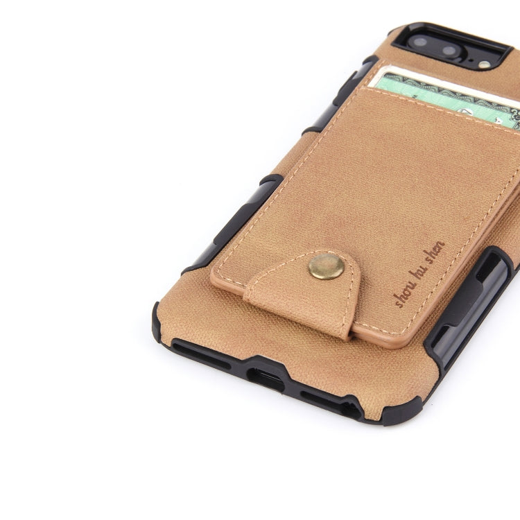 For iPhone 6 Plus & 6s Plus Cloth Texture + TPU Shockproof Protective Case with Vertical Flip Card Slots