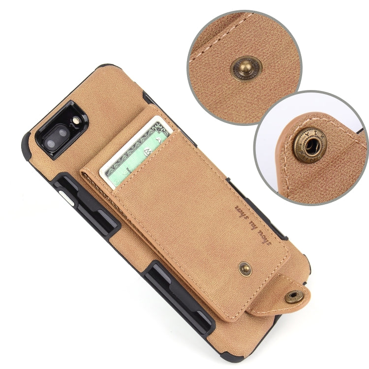 For iPhone 6 Plus & 6s Plus Cloth Texture + TPU Shockproof Protective Case with Vertical Flip Card Slots
