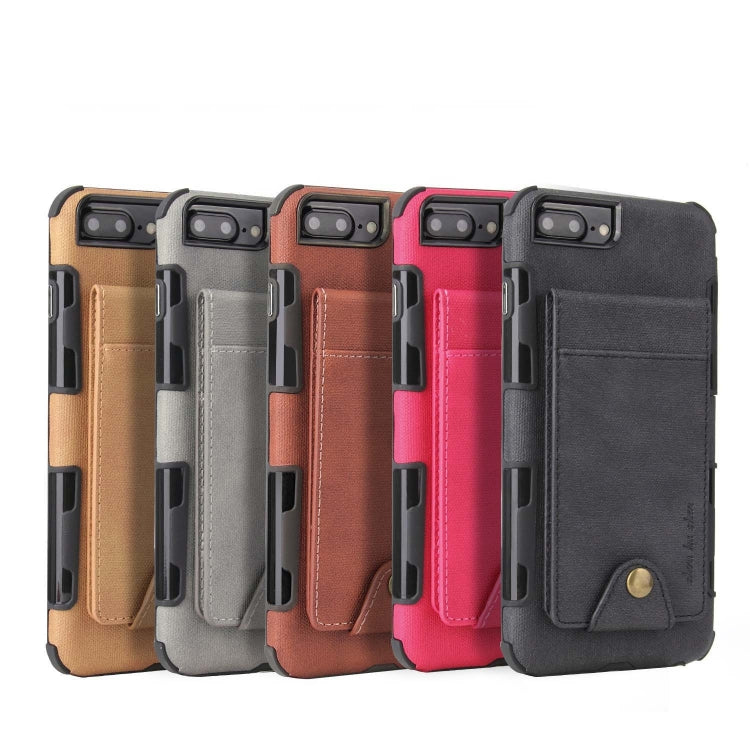 For iPhone 6 Plus & 6s Plus Cloth Texture + TPU Shockproof Protective Case with Vertical Flip Card Slots