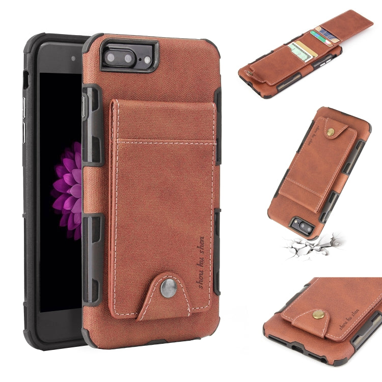 For iPhone 6 Plus & 6s Plus Cloth Texture + TPU Shockproof Protective Case with Vertical Flip Card Slots