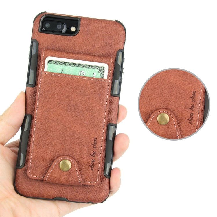 For iPhone 6 Plus & 6s Plus Cloth Texture + TPU Shockproof Protective Case with Vertical Flip Card Slots