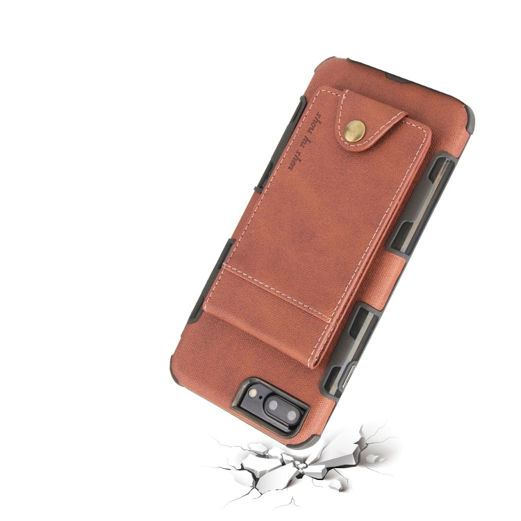 For iPhone 6 Plus & 6s Plus Cloth Texture + TPU Shockproof Protective Case with Vertical Flip Card Slots