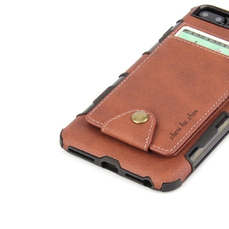 For iPhone 6 Plus & 6s Plus Cloth Texture + TPU Shockproof Protective Case with Vertical Flip Card Slots