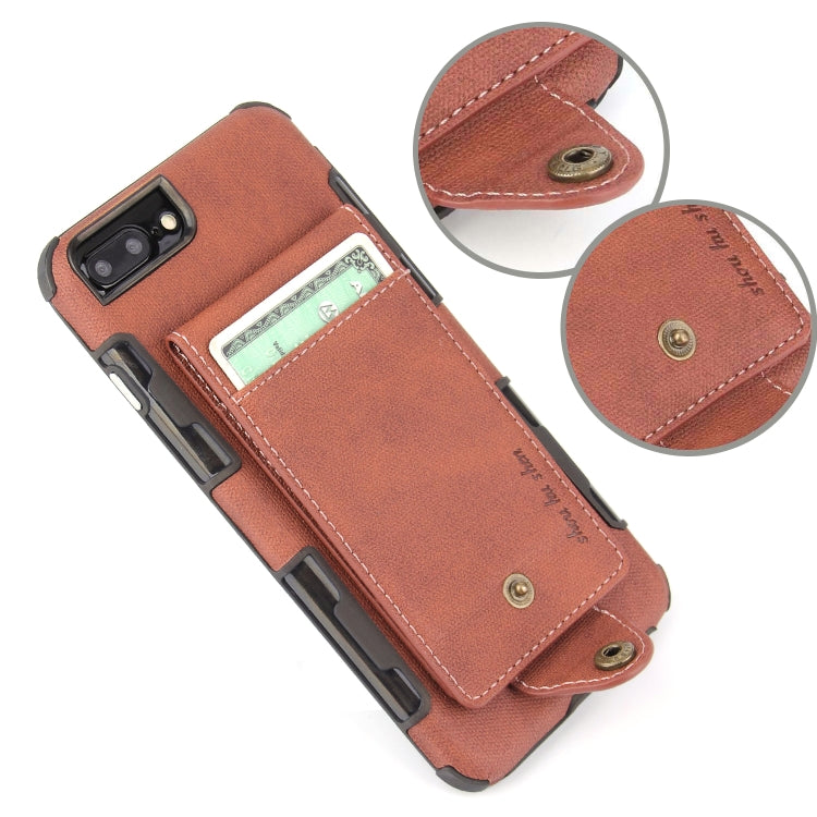 For iPhone 6 Plus & 6s Plus Cloth Texture + TPU Shockproof Protective Case with Vertical Flip Card Slots