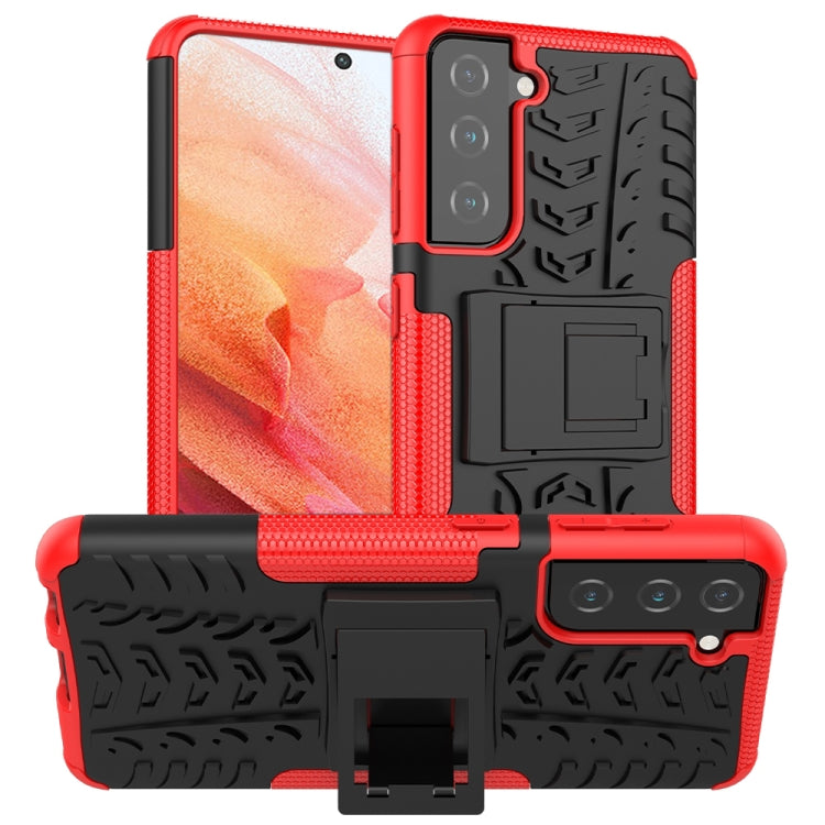 For Samsung Galaxy S21 5G Tire Texture Shockproof TPU+PC Protective Case with Holder