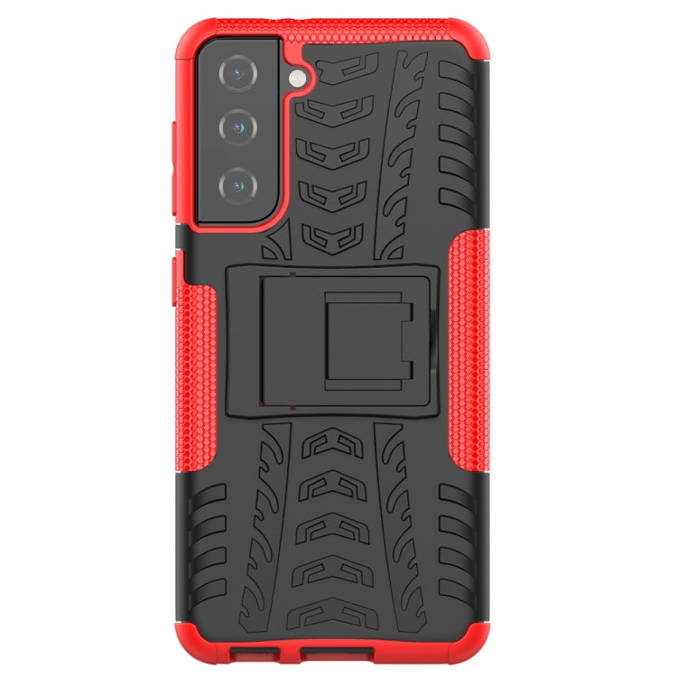 For Samsung Galaxy S21 5G Tire Texture Shockproof TPU+PC Protective Case with Holder