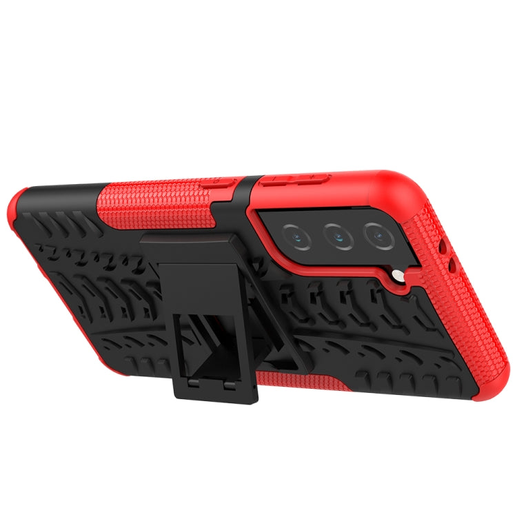 For Samsung Galaxy S21 5G Tire Texture Shockproof TPU+PC Protective Case with Holder