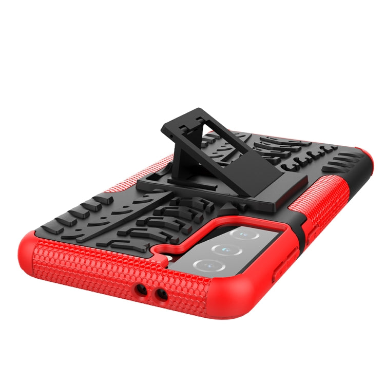 For Samsung Galaxy S21 5G Tire Texture Shockproof TPU+PC Protective Case with Holder