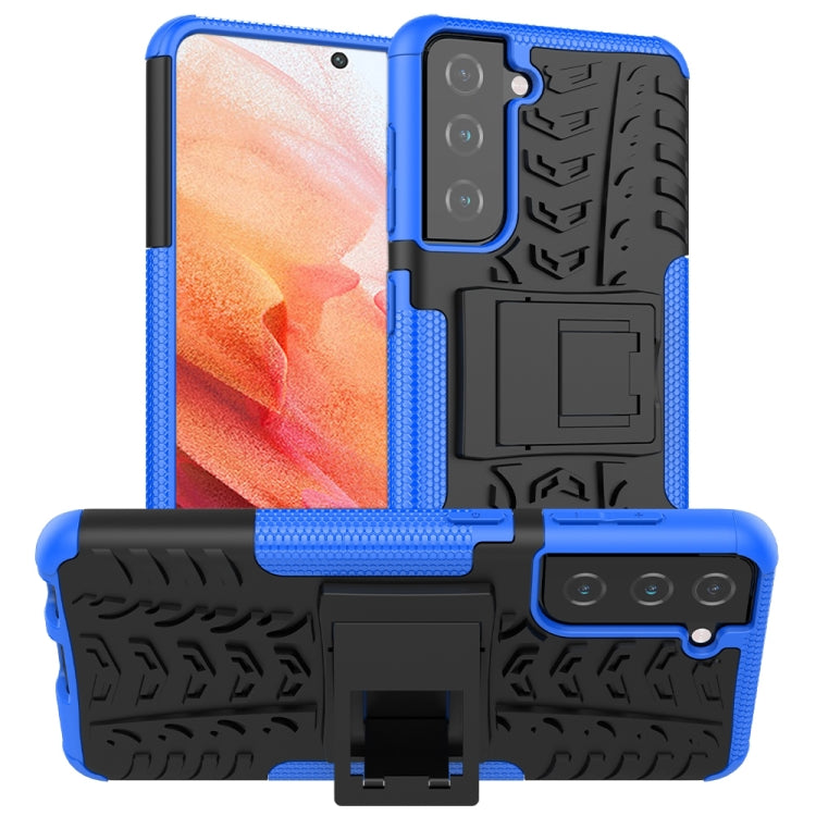 For Samsung Galaxy S21 5G Tire Texture Shockproof TPU+PC Protective Case with Holder