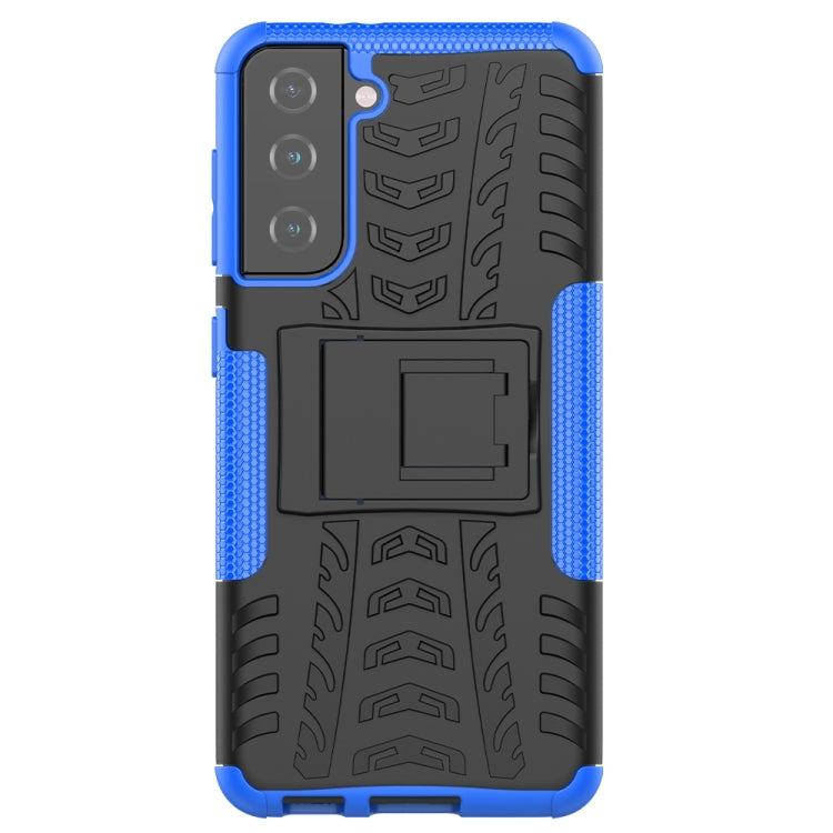 For Samsung Galaxy S21 5G Tire Texture Shockproof TPU+PC Protective Case with Holder