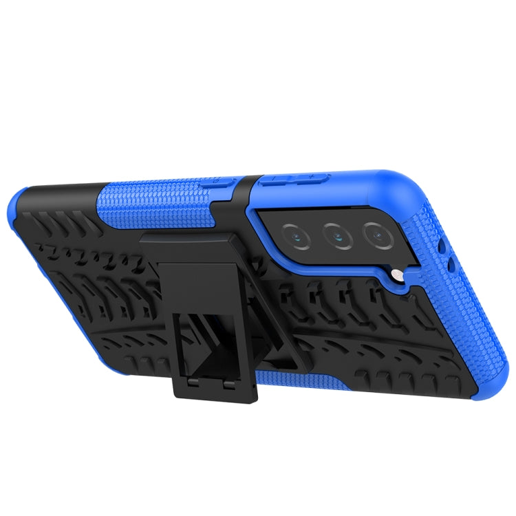 For Samsung Galaxy S21 5G Tire Texture Shockproof TPU+PC Protective Case with Holder
