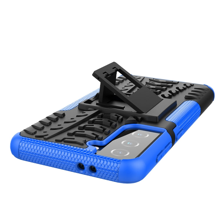 For Samsung Galaxy S21 5G Tire Texture Shockproof TPU+PC Protective Case with Holder
