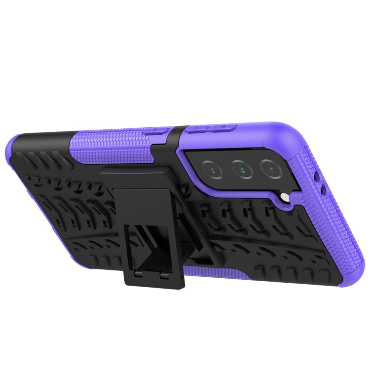 For Samsung Galaxy S21 5G Tire Texture Shockproof TPU+PC Protective Case with Holder