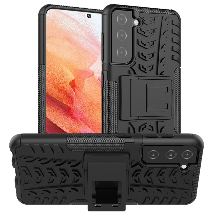For Samsung Galaxy S21 5G Tire Texture Shockproof TPU+PC Protective Case with Holder