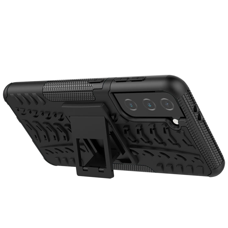 For Samsung Galaxy S21 5G Tire Texture Shockproof TPU+PC Protective Case with Holder