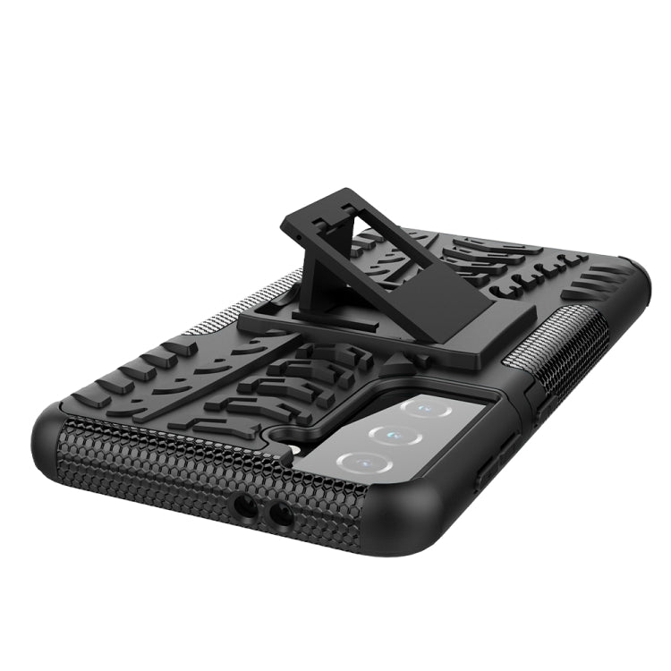 For Samsung Galaxy S21 5G Tire Texture Shockproof TPU+PC Protective Case with Holder
