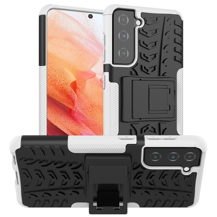 For Samsung Galaxy S21 5G Tire Texture Shockproof TPU+PC Protective Case with Holder