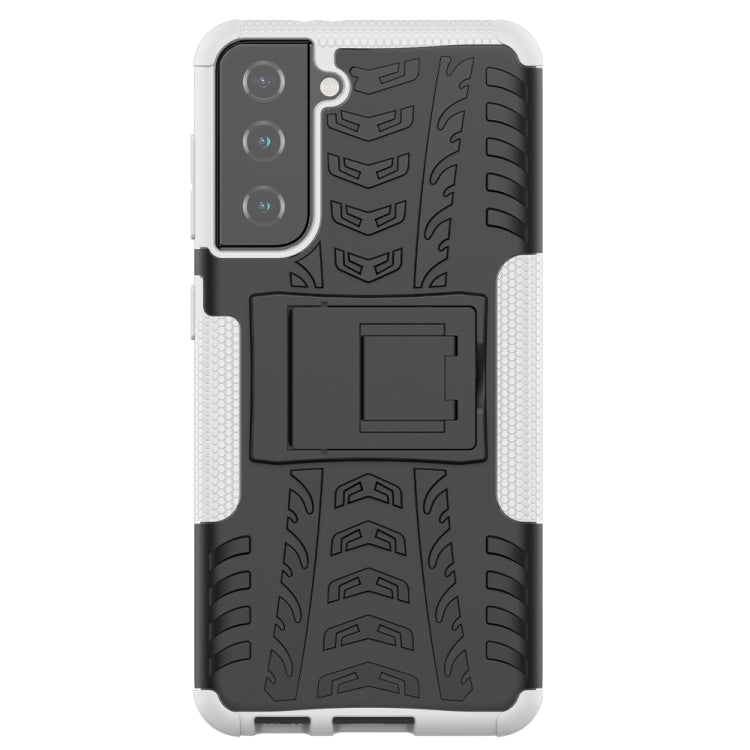 For Samsung Galaxy S21 5G Tire Texture Shockproof TPU+PC Protective Case with Holder