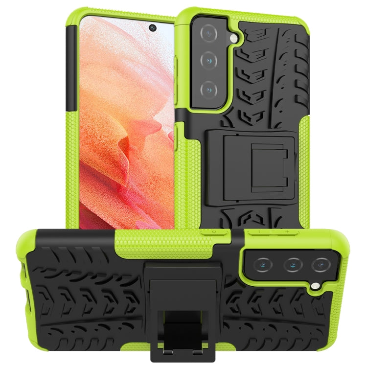 For Samsung Galaxy S21 5G Tire Texture Shockproof TPU+PC Protective Case with Holder
