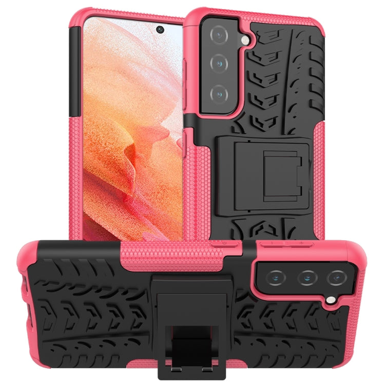 For Samsung Galaxy S21 5G Tire Texture Shockproof TPU+PC Protective Case with Holder