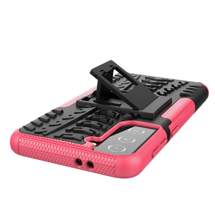 For Samsung Galaxy S21 5G Tire Texture Shockproof TPU+PC Protective Case with Holder