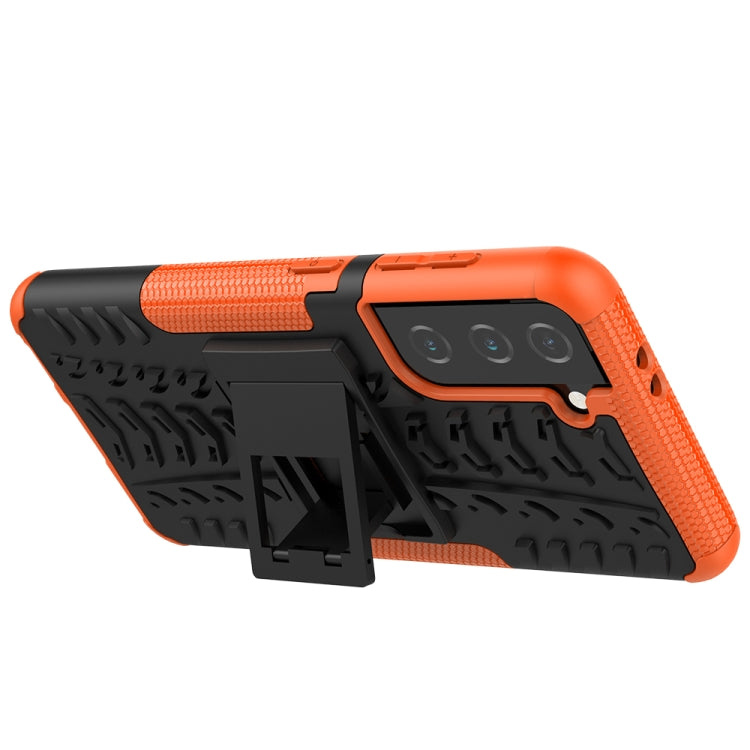 For Samsung Galaxy S21 5G Tire Texture Shockproof TPU+PC Protective Case with Holder