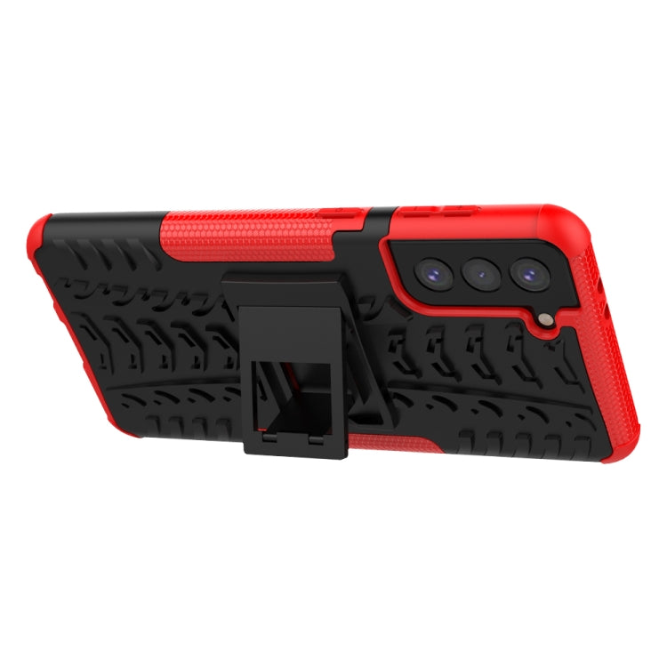 For Samsung Galaxy S21+ 5G Tire Texture Shockproof TPU+PC Protective Case with Holder