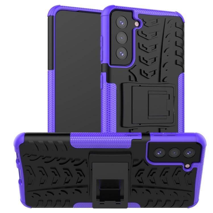 For Samsung Galaxy S21+ 5G Tire Texture Shockproof TPU+PC Protective Case with Holder