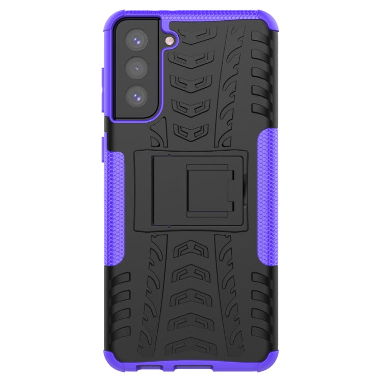 For Samsung Galaxy S21+ 5G Tire Texture Shockproof TPU+PC Protective Case with Holder