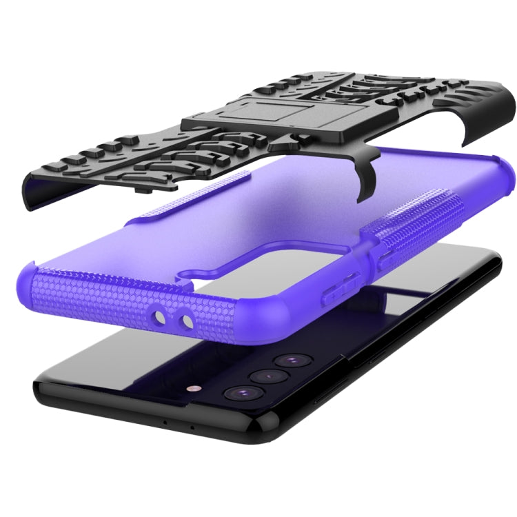 For Samsung Galaxy S21+ 5G Tire Texture Shockproof TPU+PC Protective Case with Holder