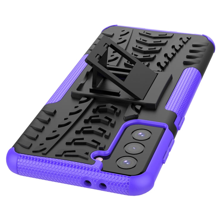 For Samsung Galaxy S21+ 5G Tire Texture Shockproof TPU+PC Protective Case with Holder