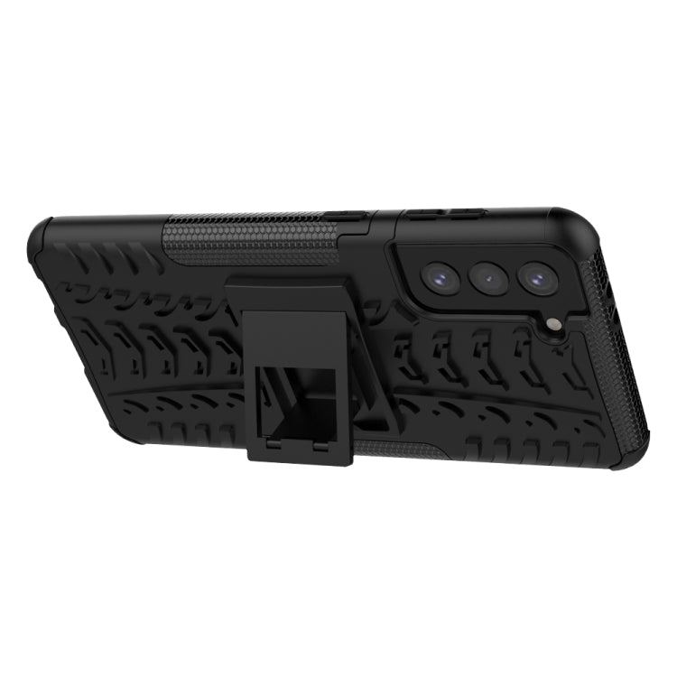For Samsung Galaxy S21+ 5G Tire Texture Shockproof TPU+PC Protective Case with Holder