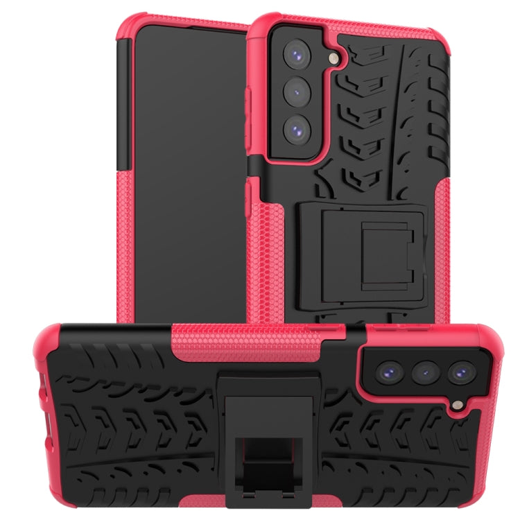 For Samsung Galaxy S21+ 5G Tire Texture Shockproof TPU+PC Protective Case with Holder