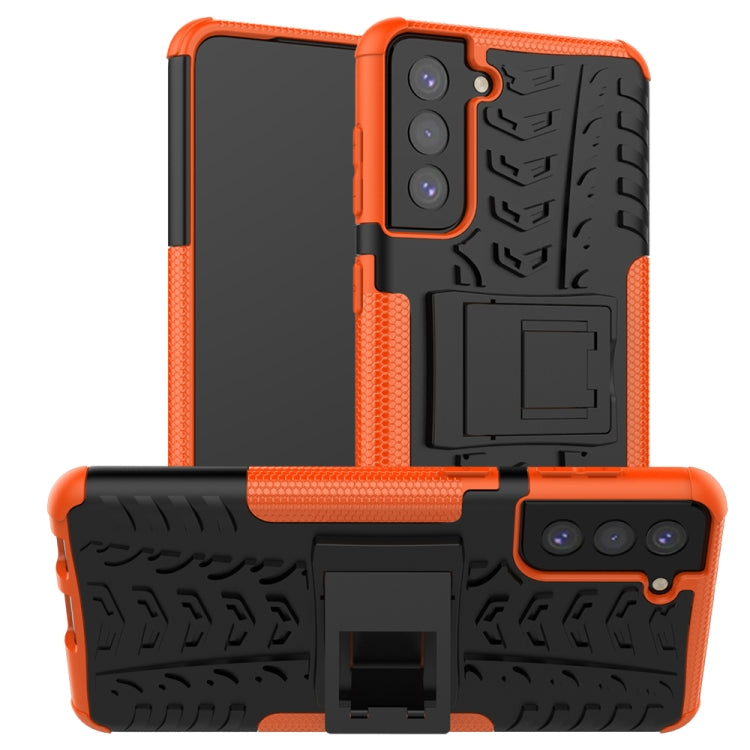 For Samsung Galaxy S21+ 5G Tire Texture Shockproof TPU+PC Protective Case with Holder