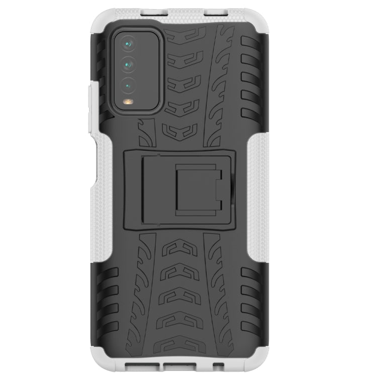 For Xiaomi Poco M3 /Redmi Note 9 4G Tire Texture Shockproof TPU+PC Protective Case with Holder