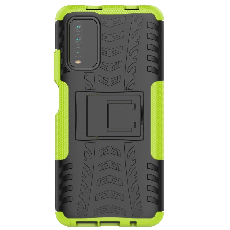 For Xiaomi Poco M3 /Redmi Note 9 4G Tire Texture Shockproof TPU+PC Protective Case with Holder