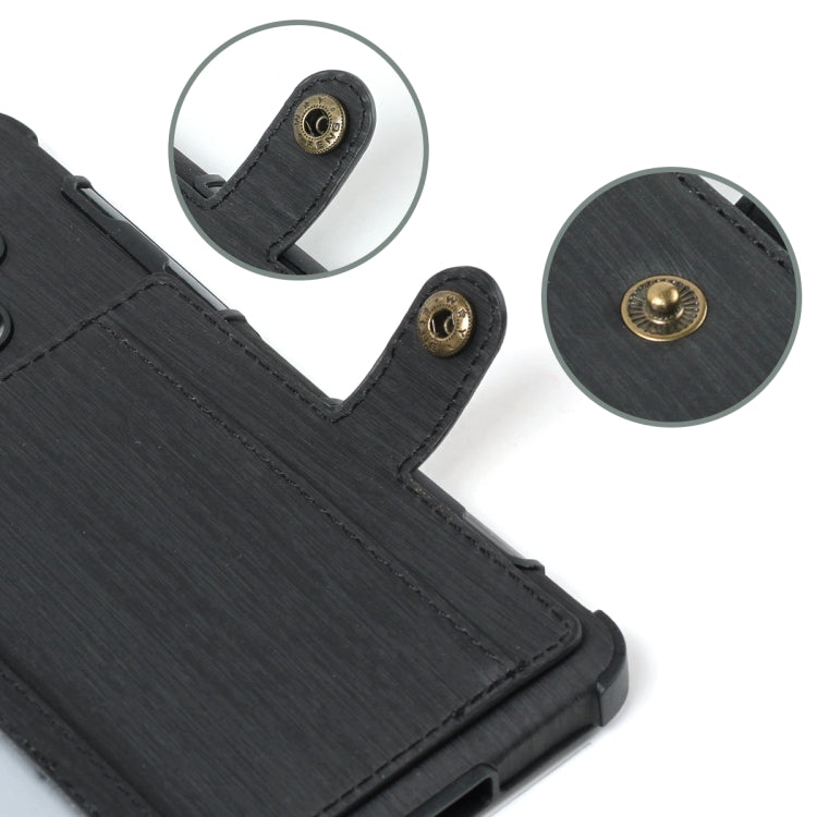 For Galaxy A8 (2018) Brushed Texture Shockproof PU + TPU Case, with Card Slots & Wallet & Photo Frame