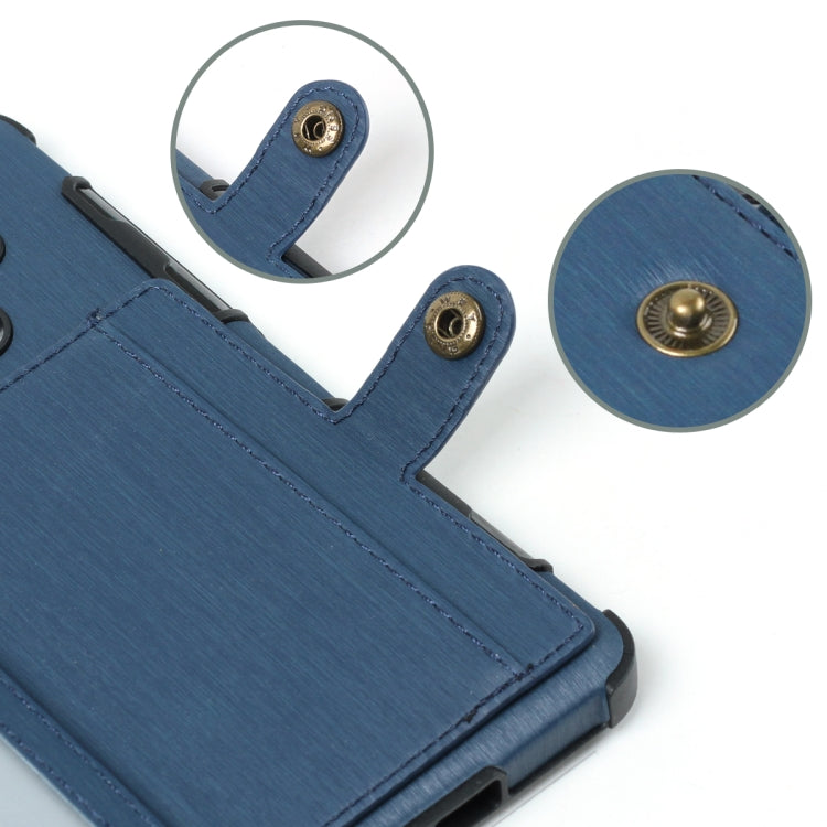 For Galaxy A8 (2018) Brushed Texture Shockproof PU + TPU Case, with Card Slots & Wallet & Photo Frame