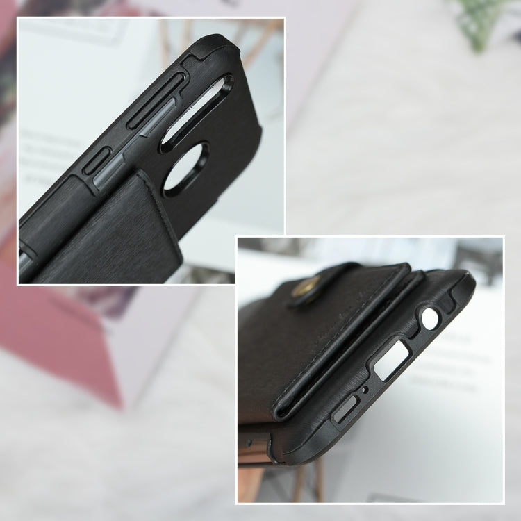 For Galaxy M20 Brushed Texture Shockproof PU + TPU Case, with Card Slots & Wallet & Photo Frame