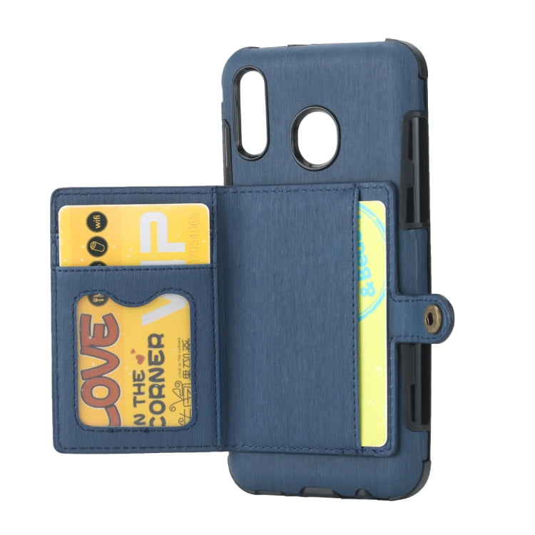 For Galaxy M20 Brushed Texture Shockproof PU + TPU Case, with Card Slots & Wallet & Photo Frame