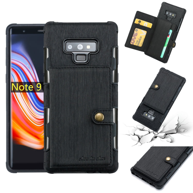 For Galaxy Note9 Brushed Texture Shockproof PU + TPU Case, with Card Slots & Wallet & Photo Frame