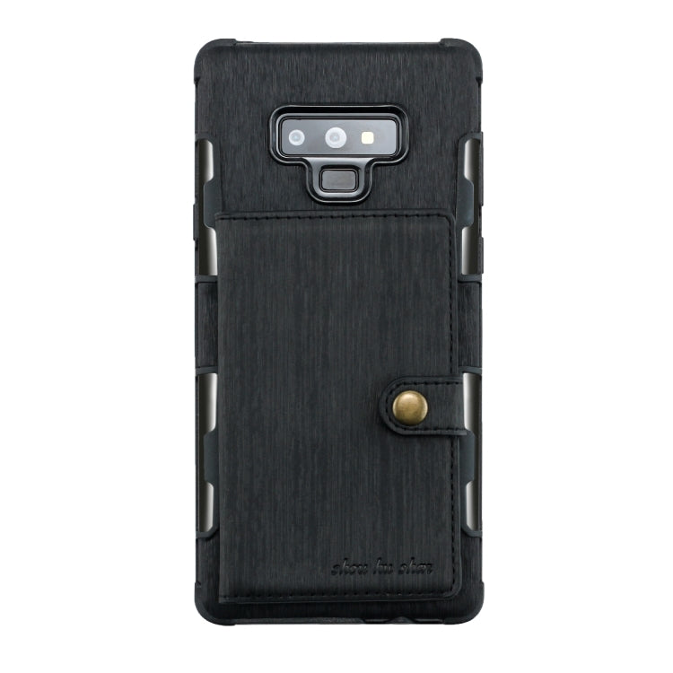For Galaxy Note9 Brushed Texture Shockproof PU + TPU Case, with Card Slots & Wallet & Photo Frame
