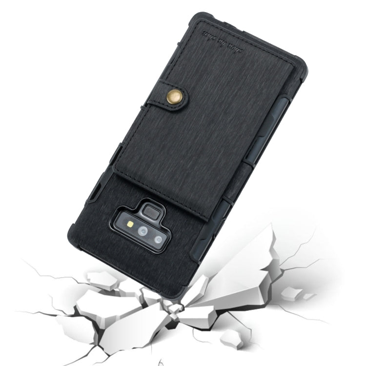 For Galaxy Note9 Brushed Texture Shockproof PU + TPU Case, with Card Slots & Wallet & Photo Frame