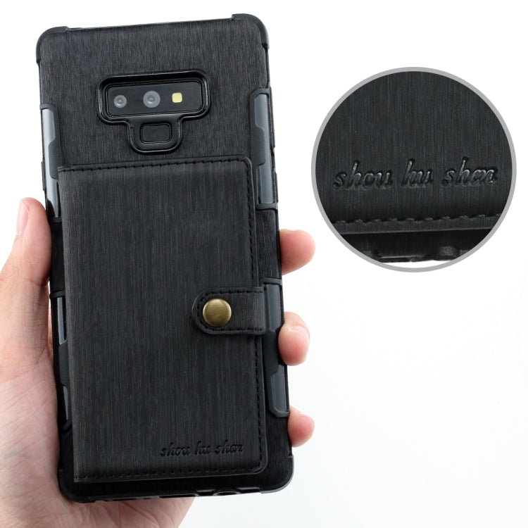 For Galaxy Note9 Brushed Texture Shockproof PU + TPU Case, with Card Slots & Wallet & Photo Frame