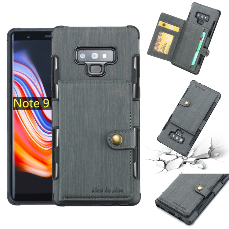 For Galaxy Note9 Brushed Texture Shockproof PU + TPU Case, with Card Slots & Wallet & Photo Frame