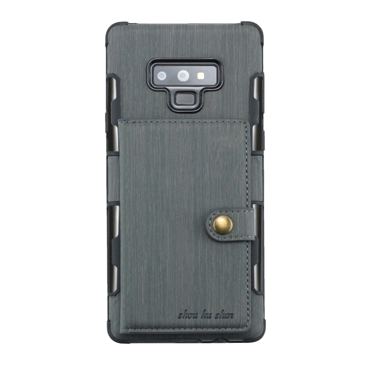 For Galaxy Note9 Brushed Texture Shockproof PU + TPU Case, with Card Slots & Wallet & Photo Frame