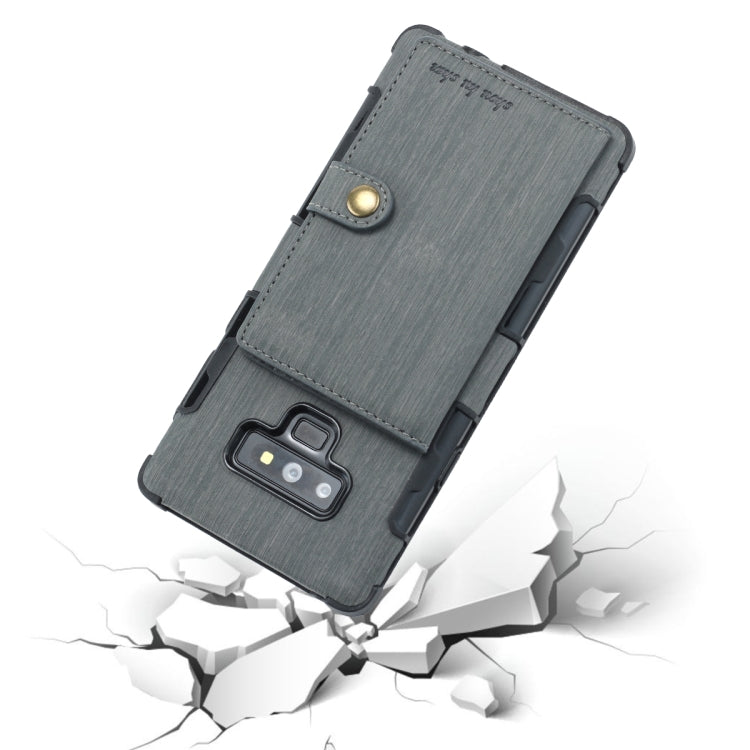 For Galaxy Note9 Brushed Texture Shockproof PU + TPU Case, with Card Slots & Wallet & Photo Frame